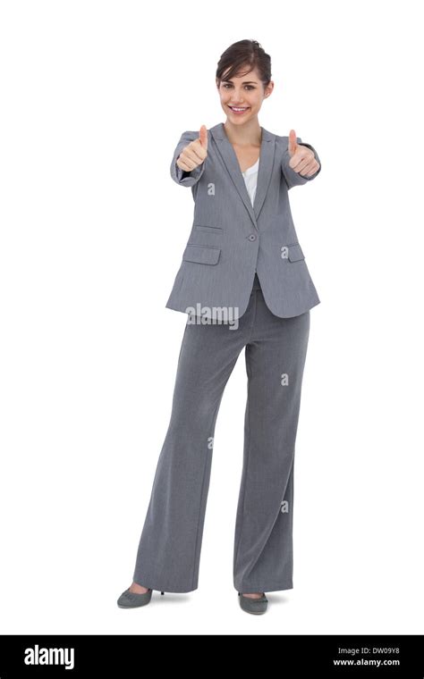 Smiling Businesswoman Giving Thumbs Up Stock Photo Alamy