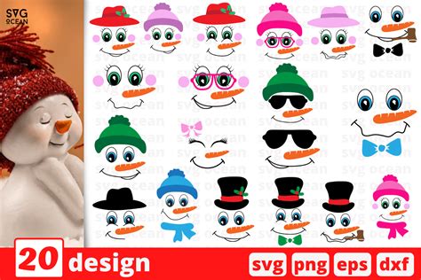 Snowman Face Svg Bundle Graphic By Svgocean · Creative Fabrica