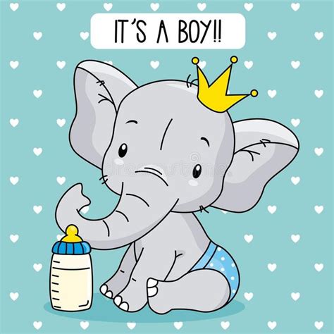 Elefante Lindo Del Bebé Stock De Ilustración Elephant Baby Shower Boy