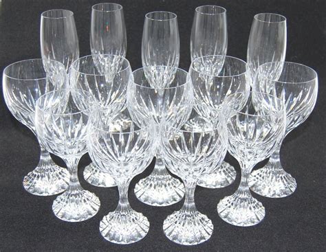 Set Of 14 Baccarat Crystal Glasses Water Wine And Champagne Baccarat Crystal Cloudy Glasses