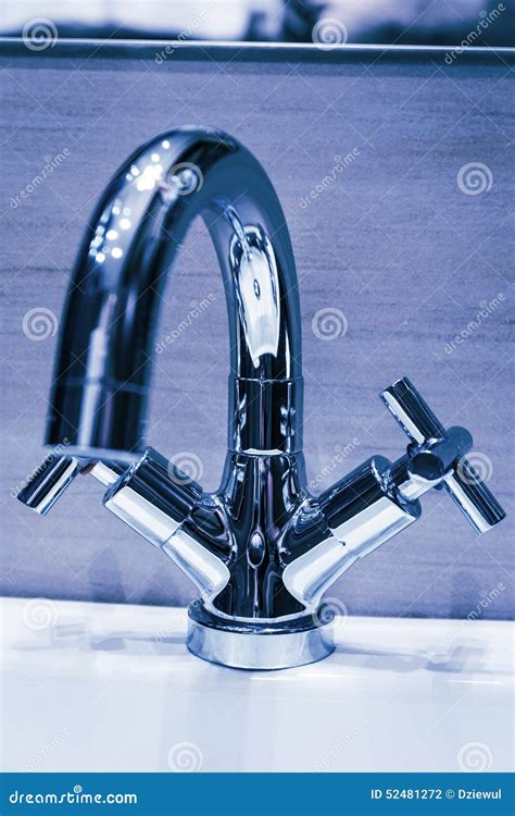 Water Tap With Modern Design In Bathroom Stock Photo Image Of