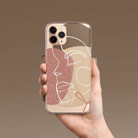 Iphone Aesthetic Protective Clear Phone Case Abstract Line Etsy