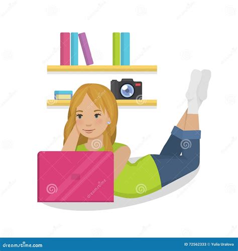 Girl Is Laying On The Floor Vector Illustration 160464781