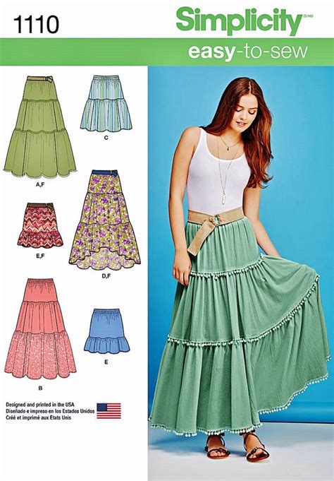 Sewing Pattern Womens Pull On Skirts Pattern Tiered Etsy Diy Skirt Skirt Pattern Dress