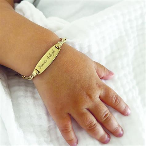 14k Solid Gold Baby Id Bracelet New Baby Ts 925 Sterling Etsy