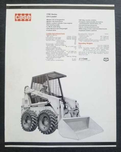 Case 1700 Series Uni Loader Skid Steer Dealer Sales Spec Sheet Brochure