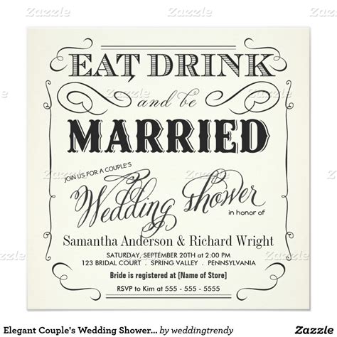 elegant couple s wedding shower invitations couples wedding shower invitations typography