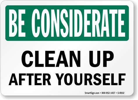 Free Printable Clean Up Signs
