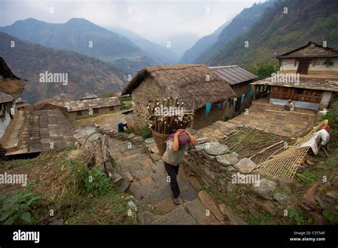 Der Himalaya Dorf Landruk Auf Dem Annapurna Circuit Trek Eingang