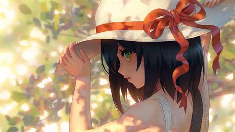 Anime Girl In A Hat With A Red Bow Wallpapers And Images