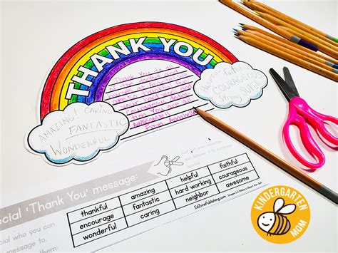 Thank You Rainbow Printable Writing Prompts Kindergarten Mom