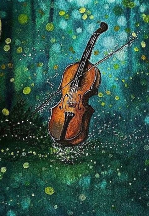 Green And Blue Violin Painting Poster Painting By Hunt Shaw Fine Art