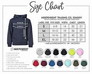 Independent Trading Co Ss4001y Size Color Chart 13 Colors Etsy