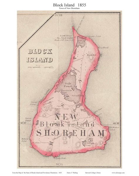 Old Maps Of Block Island Rhode Island