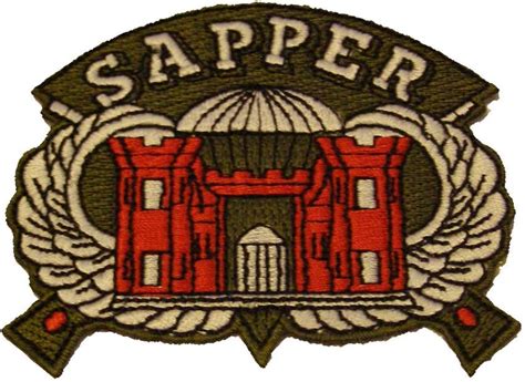 Sapper With Castle And Jump Wings Patch Red And White On