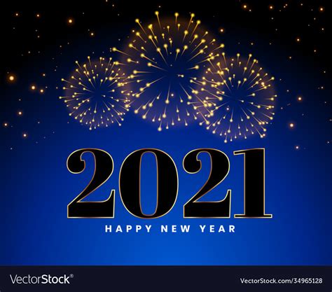 Happy New Year 2021 Fireworks Celebration Vector Image
