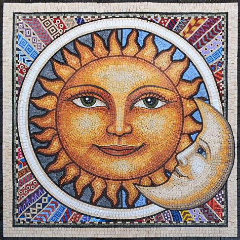 Mosaic Wall Art Mexican Sun And Moon Celestial Mozaico