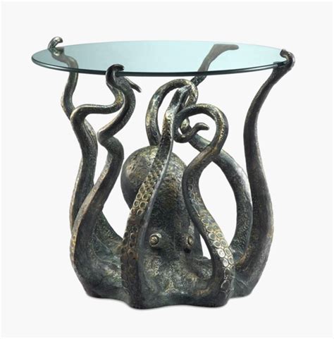 Metal And Glass Octopus Round Table Coastal Home Decor Octopus Home