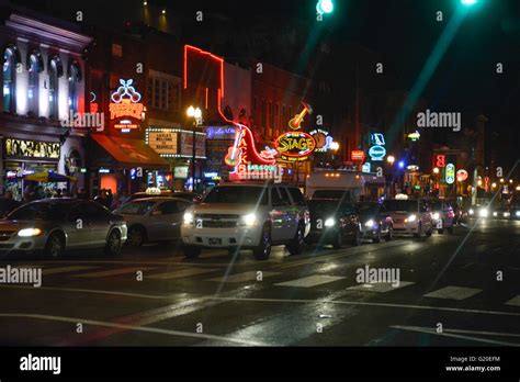 Neon Signs Light Up The Night On Broadway Street Famous District For