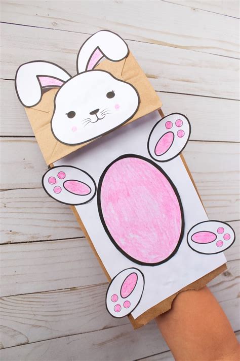 Rabbit Paper Bag Puppet Template