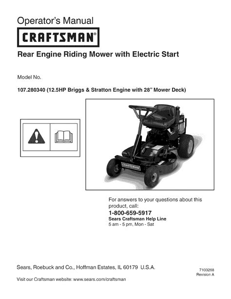 Craftsman Lawn Riding Mower Rear Engine Manual L0912295