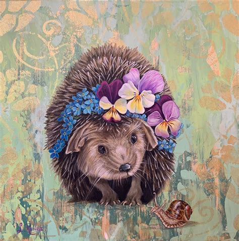 Hedgehog And Snail Giclee Art On Gallery Wrapped Canvas Etsyde
