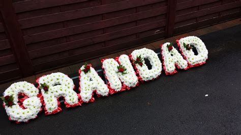 White and blue grandad funeral flowers tribute wreath. Block Letter Funeral Flowers | Flowers by Elja | Call now ...