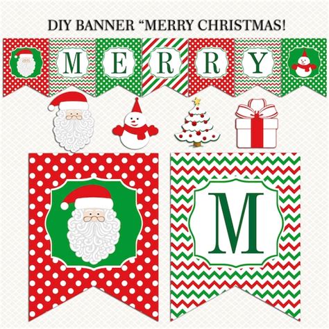 Merry Christmas Banner Printable Christmas Holiday Banner