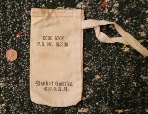 Code 6710 Bank Bag Bank Of America Tan Canvas Black Letters Vintage