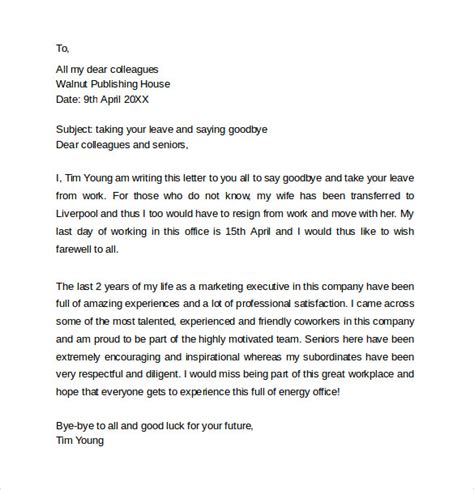 Funny Farewell Letter To Coworkers 6 Writing A Touching Farewell