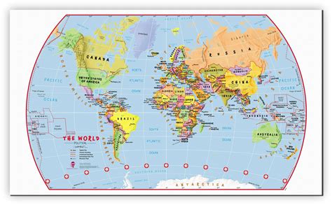 Large Primary World Wall Map Political Canvas