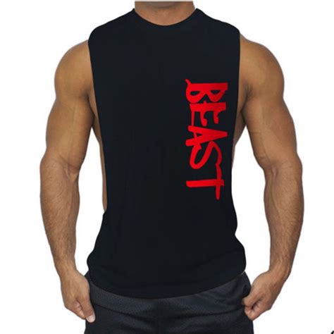 Men Sports Bodybuilding Muscle Vest Tank Top Workout Gym Stringer T Shirt Tee