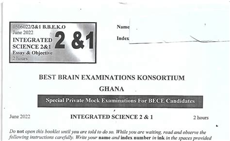 Best Brain June 2022 Integrated Science Questions And Marking Scheme
