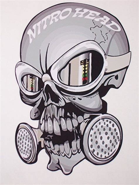 A Drawing Of A Skull Wearing A Gas Mask And Goggles With The Words