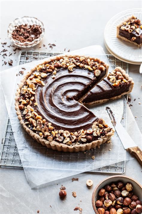 Chocolate Hazelnut Tart Vegan With GF Option Crumbs Caramel