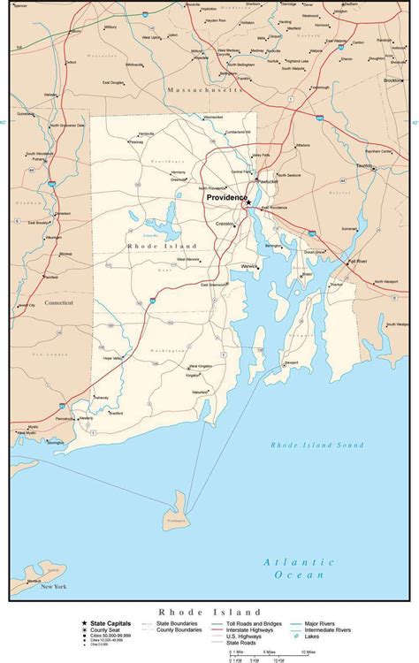 Rhode Island Map In Adobe Illustrator Vector Format