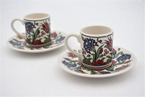 Hand Crafted Ceramic Turkish Coffee Cup Set In Tulip Design Nirvana