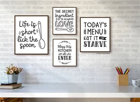 Funny And Free Kitchen Printables Set Of 9 Wall Art Quotes