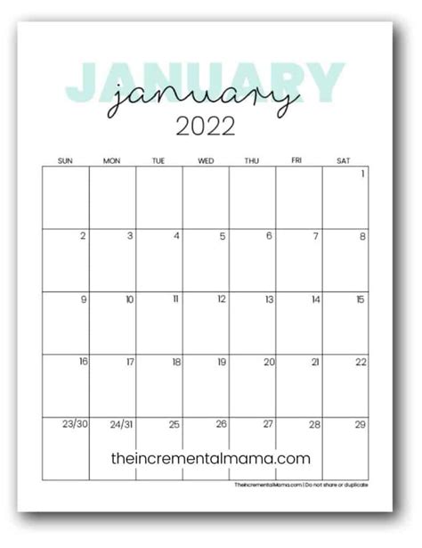 Printable Blank Calendar 2022 Hbraf