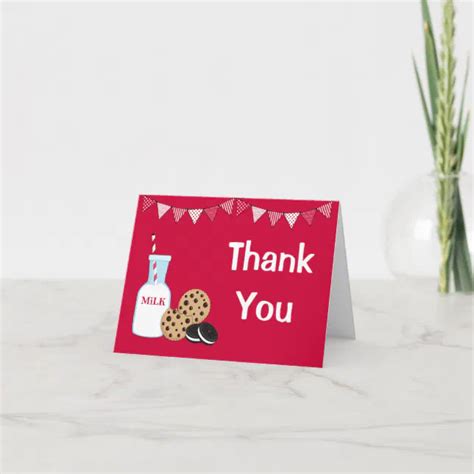 Milk And Cookie Party Thank You Card Zazzle