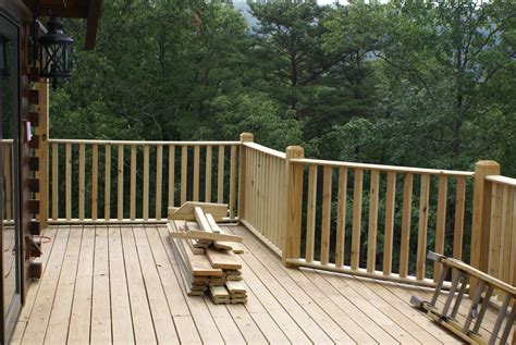 Use level to mark bracket height on wall at top and bottom of staircase. Hidden Bend Retreat, Romney West Virginia: Deck Railings ...