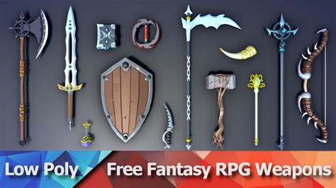 Artstation Free Low Poly Fantasy Rpg Weapons Game Assets