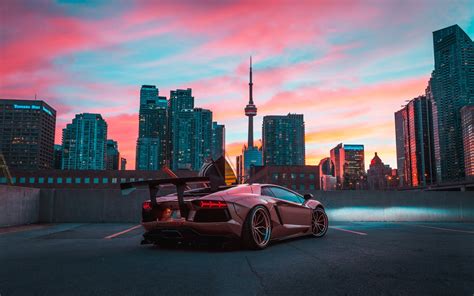 Download City Vehicle Lamborghini Aventador 4k Ultra Hd Wallpaper