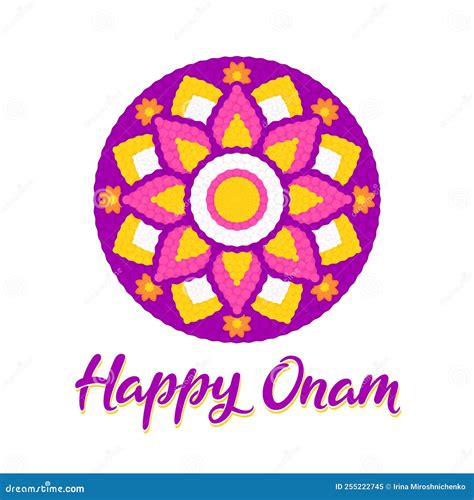 Colorful Pookalam Flower Rangoli For Happy Onam Cartoon Vector Cartoondealer Com