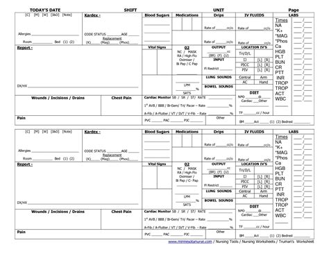 24 Hour Nursing Shift Report Template