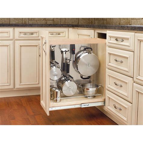 Kitchen pullout shelves are much easier to clean and maintain than a traditional shelves because you can pull them out to wipe down every corner of the drawer. Rev-A-Shelf 25.5 in. H x 8 in. W x 22.5 in. D Pull-Out ...