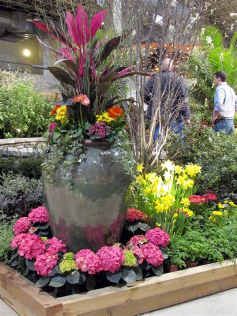Annual Flowers In Pots Large Urn Filled With Colorful Plants At The
