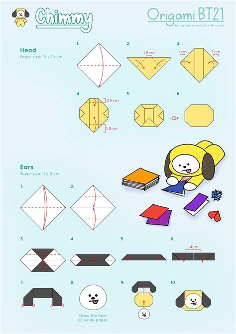 Origami Bt21 Kpop Diy Paper Toys Diy Cute Origami