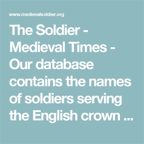 The Soldier Medieval Times Our Database Contains The Names Of