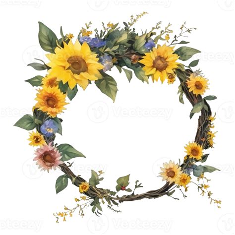 Sunflower Wreath Clip Art 27131760 Png
